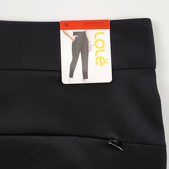 NWT LOLE Women's Black Lightweight Dress Pants Tapered Legs Zip Pockets Size 8 - Picture 7 of 16